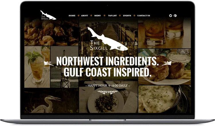 Animated scroll-through of the responsive restaurant website across device sizes